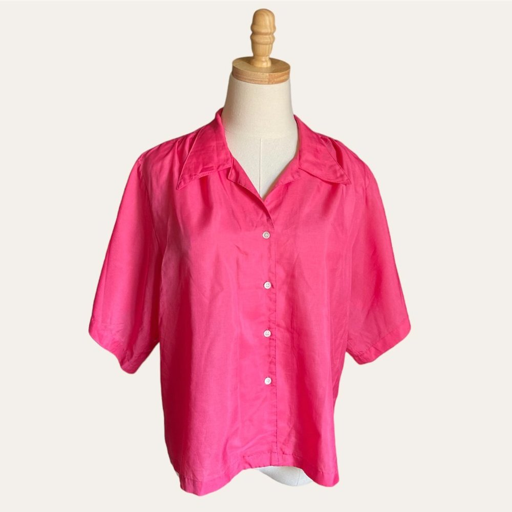 VTG Diane Rich Hot Pink Boxy Short Sleeve Top
